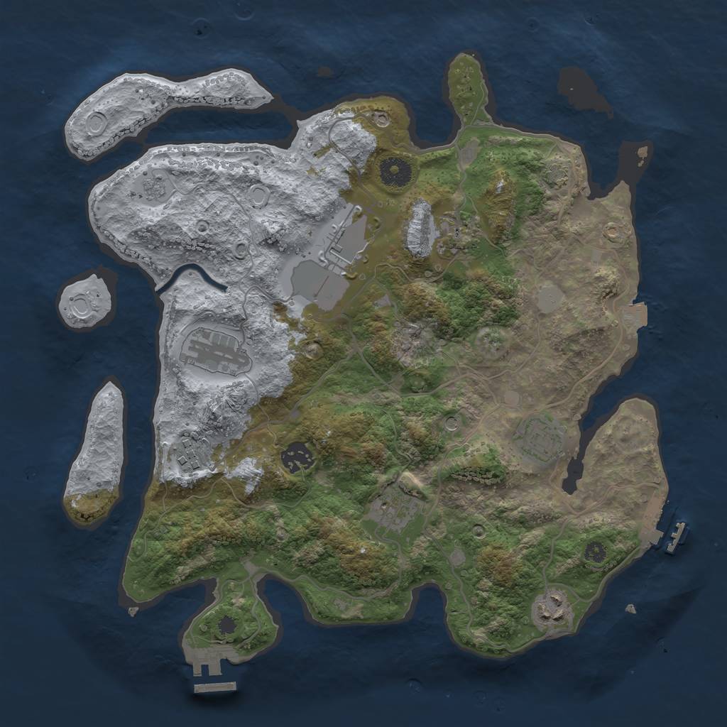 Rust Map: Procedural Map, Size: 3500, Seed: 194860631, 16 Monuments