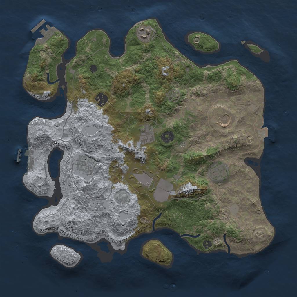 Rust Map: Procedural Map, Size: 3500, Seed: 1709108165, 15 Monuments