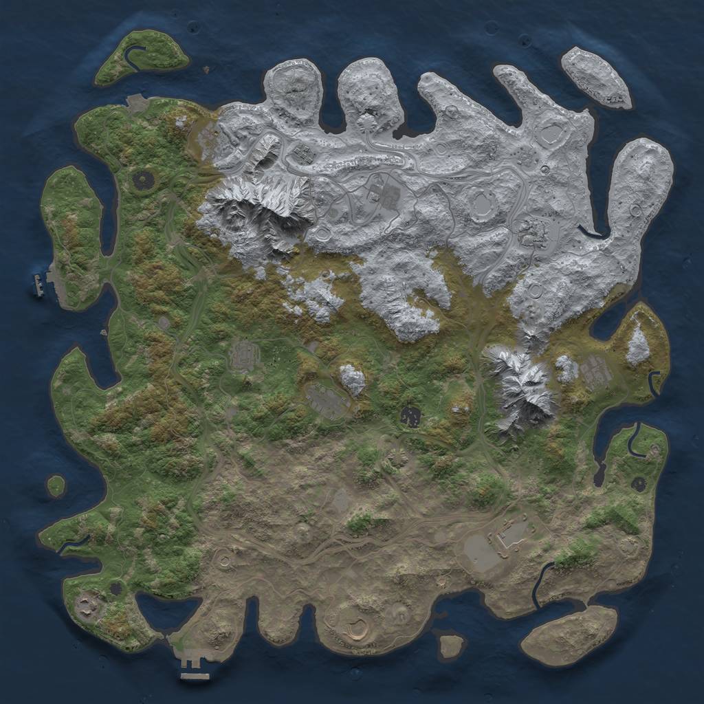 Rust Map: Procedural Map, Size: 5000, Seed: 803287286, 19 Monuments