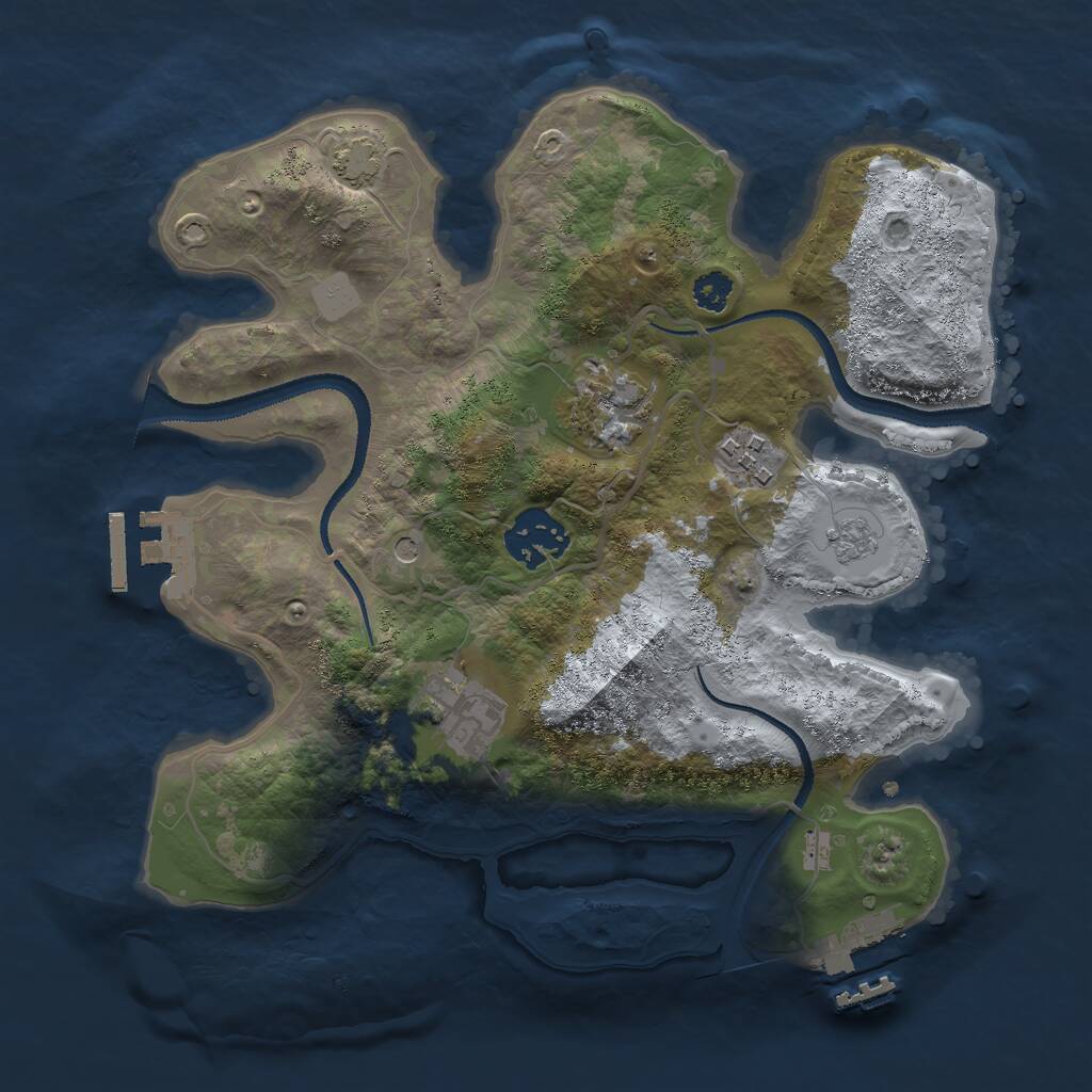 Rust Map: Procedural Map, Size: 2777, Seed: 9876513, 10 Monuments