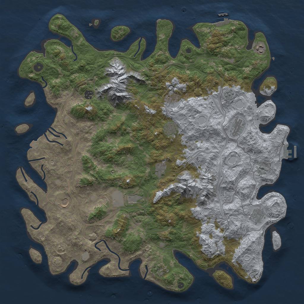 Rust Map: Procedural Map, Size: 5000, Seed: 410731, 19 Monuments