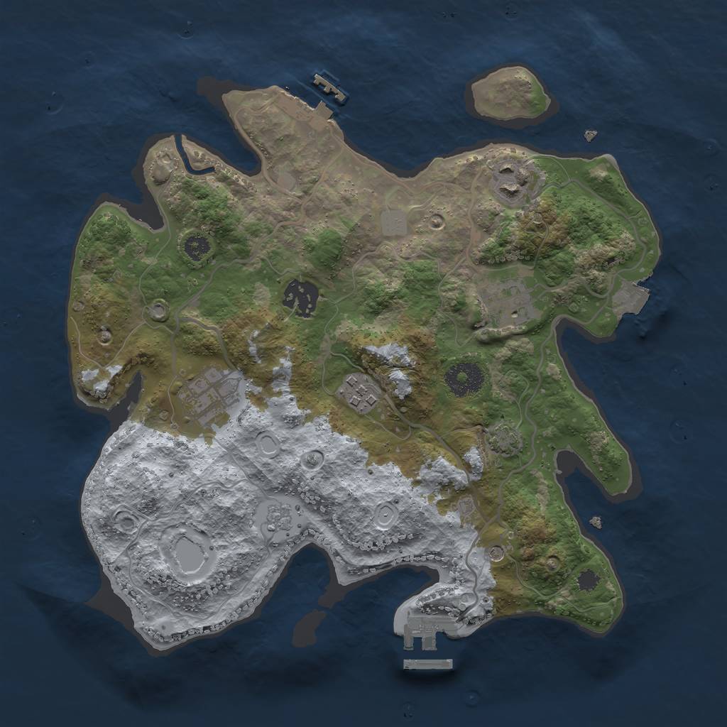 Rust Map: Procedural Map, Size: 3000, Seed: 658070520, 13 Monuments