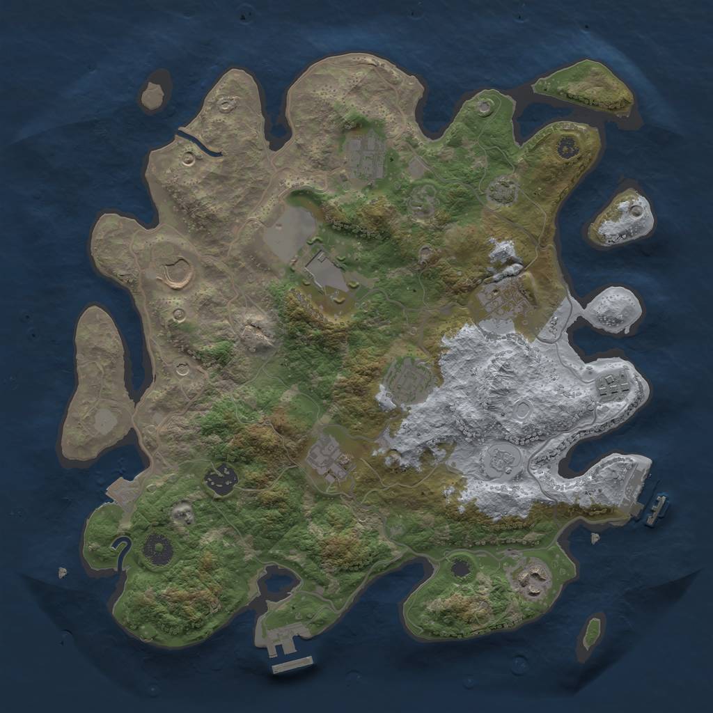 Rust Map: Procedural Map, Size: 3500, Seed: 214331617, 17 Monuments