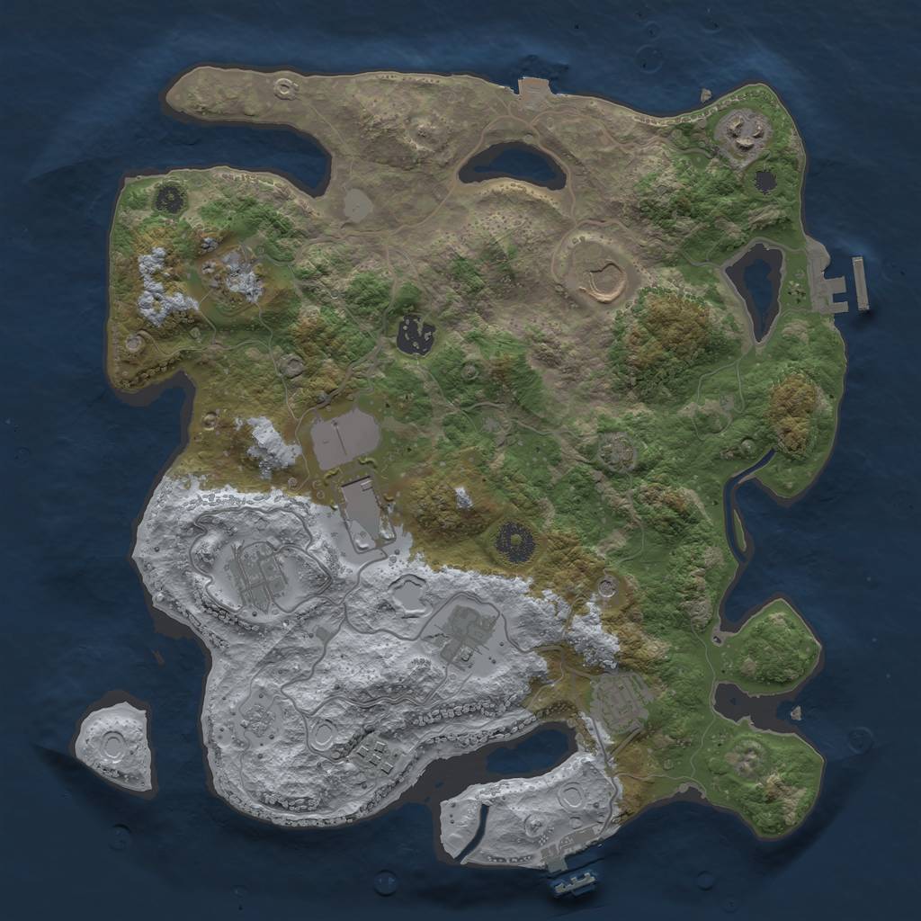 Rust Map: Procedural Map, Size: 3500, Seed: 50014, 17 Monuments