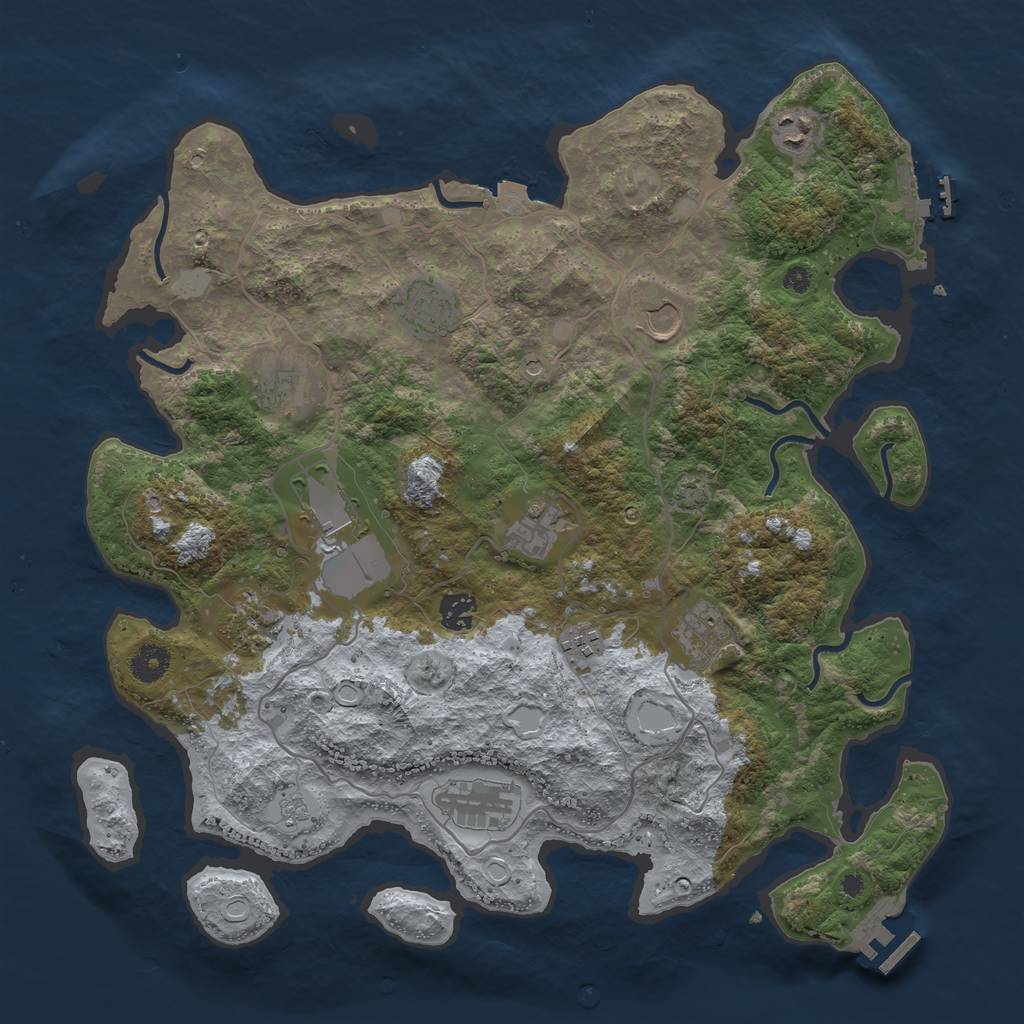 Rust Map: Procedural Map, Size: 4000, Seed: 516155765, 19 Monuments