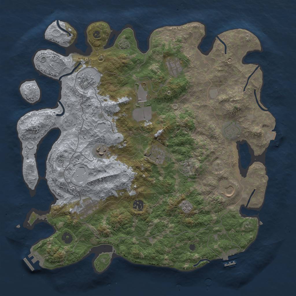 Rust Map: Procedural Map, Size: 4000, Seed: 1332681562, 18 Monuments