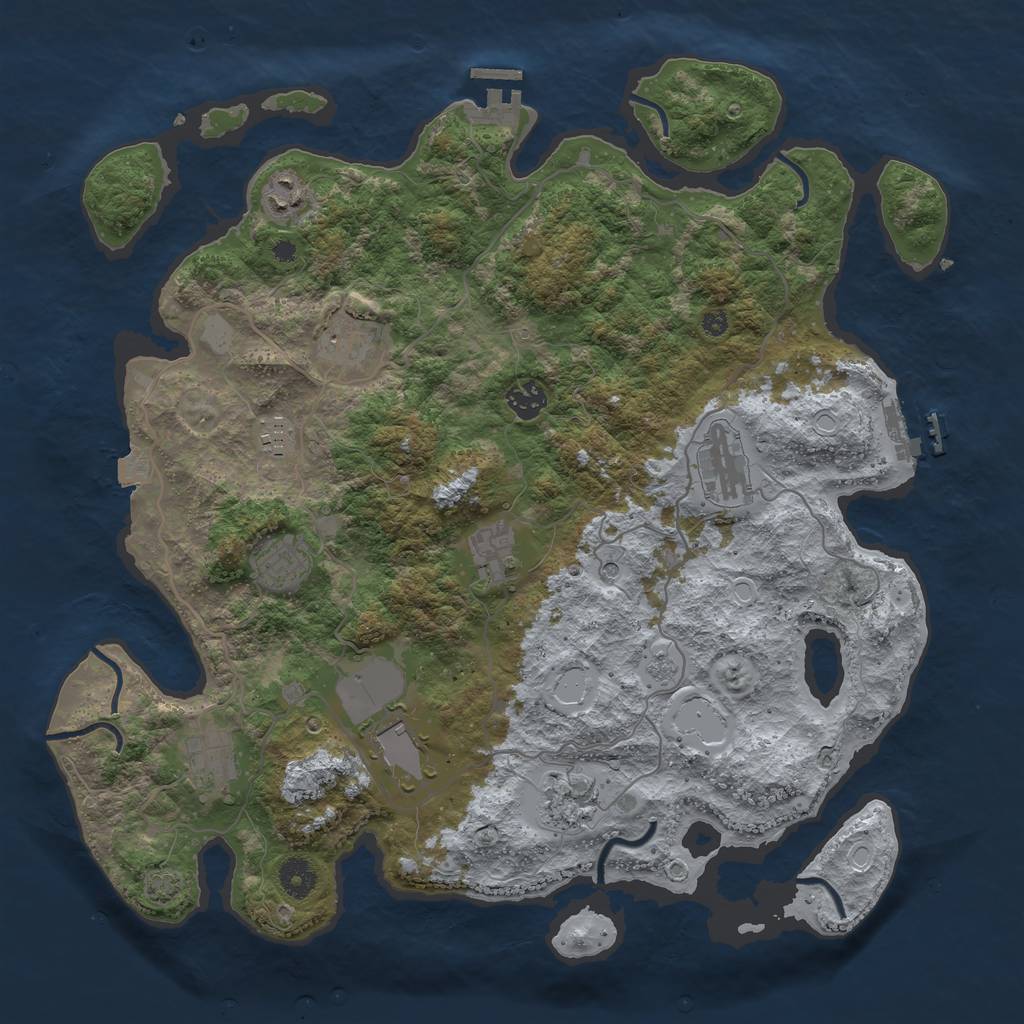 Rust Map: Procedural Map, Size: 4000, Seed: 659825335, 18 Monuments