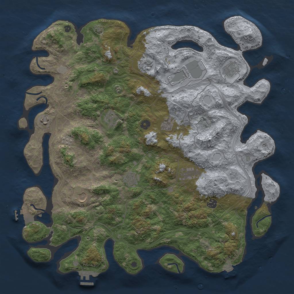 Rust Map: Procedural Map, Size: 4500, Seed: 1869535028, 19 Monuments