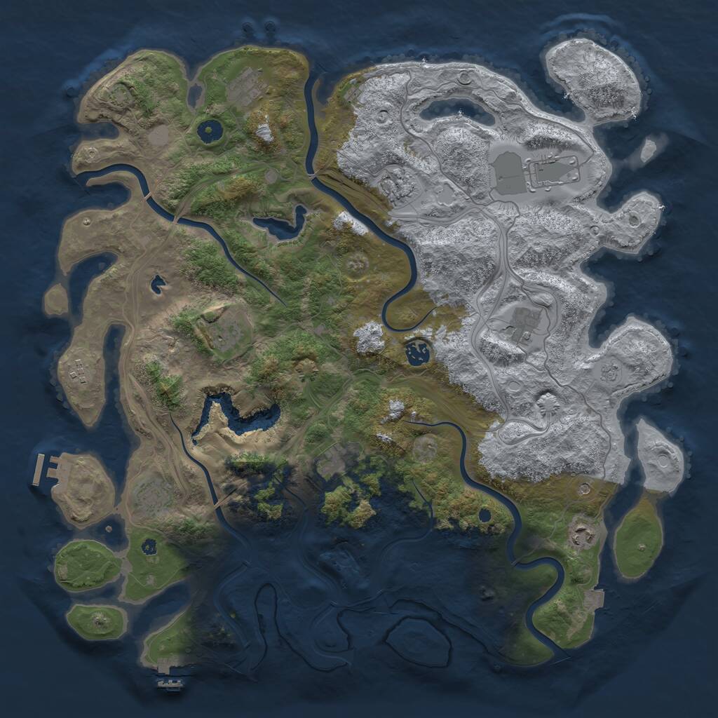 Rust Map: Procedural Map, Size: 4500, Seed: 1869535028, 16 Monuments