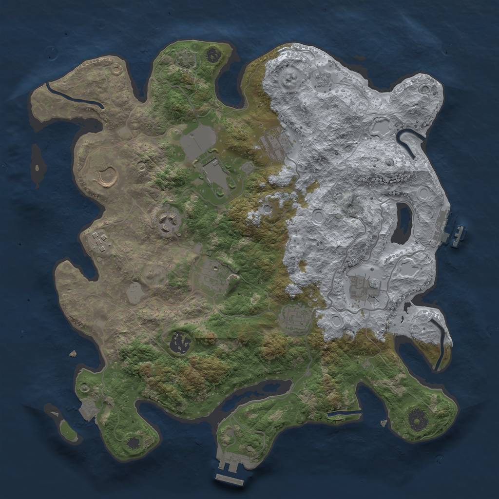 Rust Map: Procedural Map, Size: 3600, Seed: 1285547719, 17 Monuments