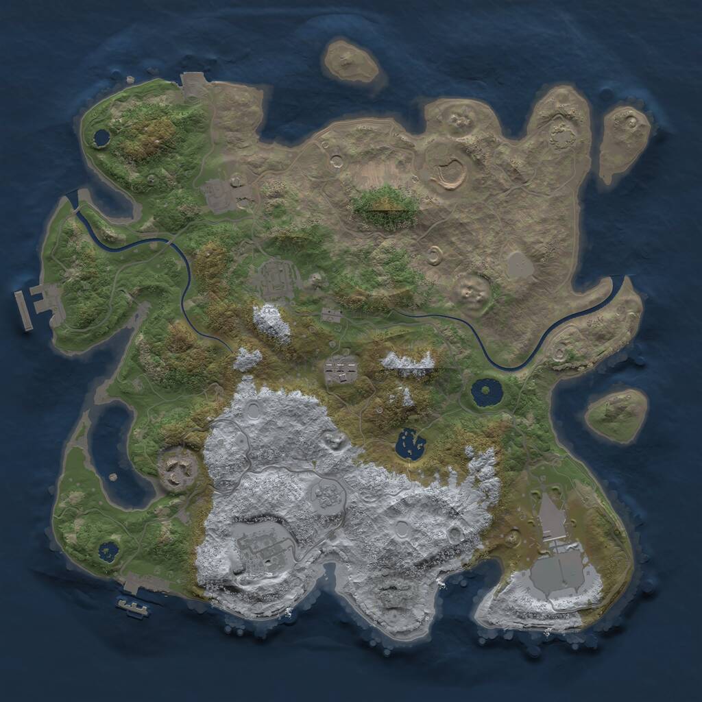 Rust Map: Procedural Map, Size: 3500, Seed: 856865, 14 Monuments