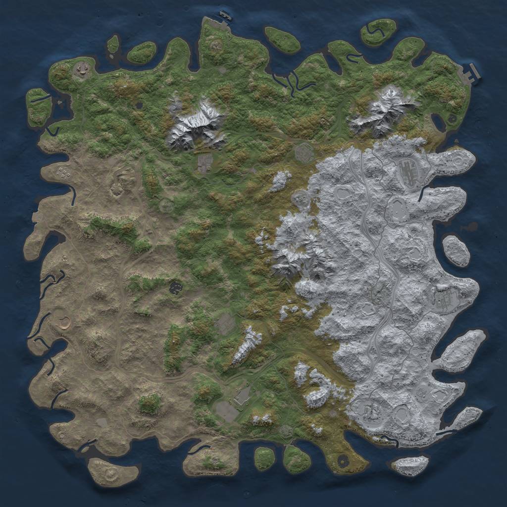 Rust Map: Procedural Map, Size: 6000, Seed: 1462939625, 19 Monuments