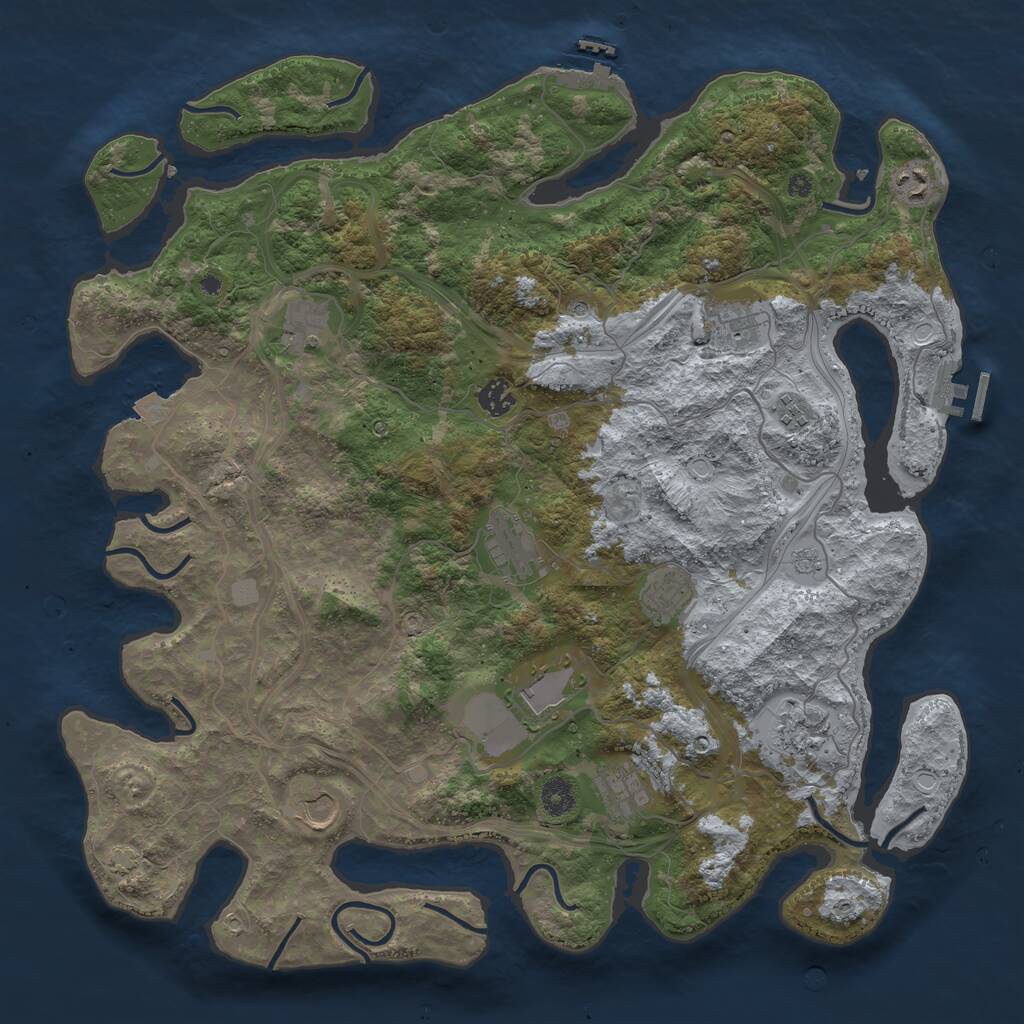 Rust Map: Procedural Map, Size: 4250, Seed: 308891624, 17 Monuments