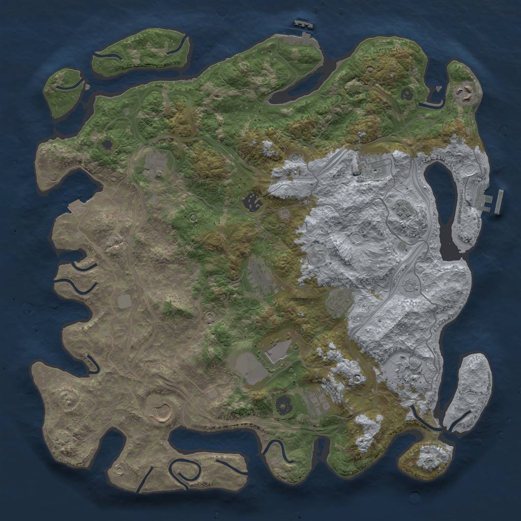 Rust Map: Procedural Map, Size: 4250, Seed: 308891624, 19 Monuments