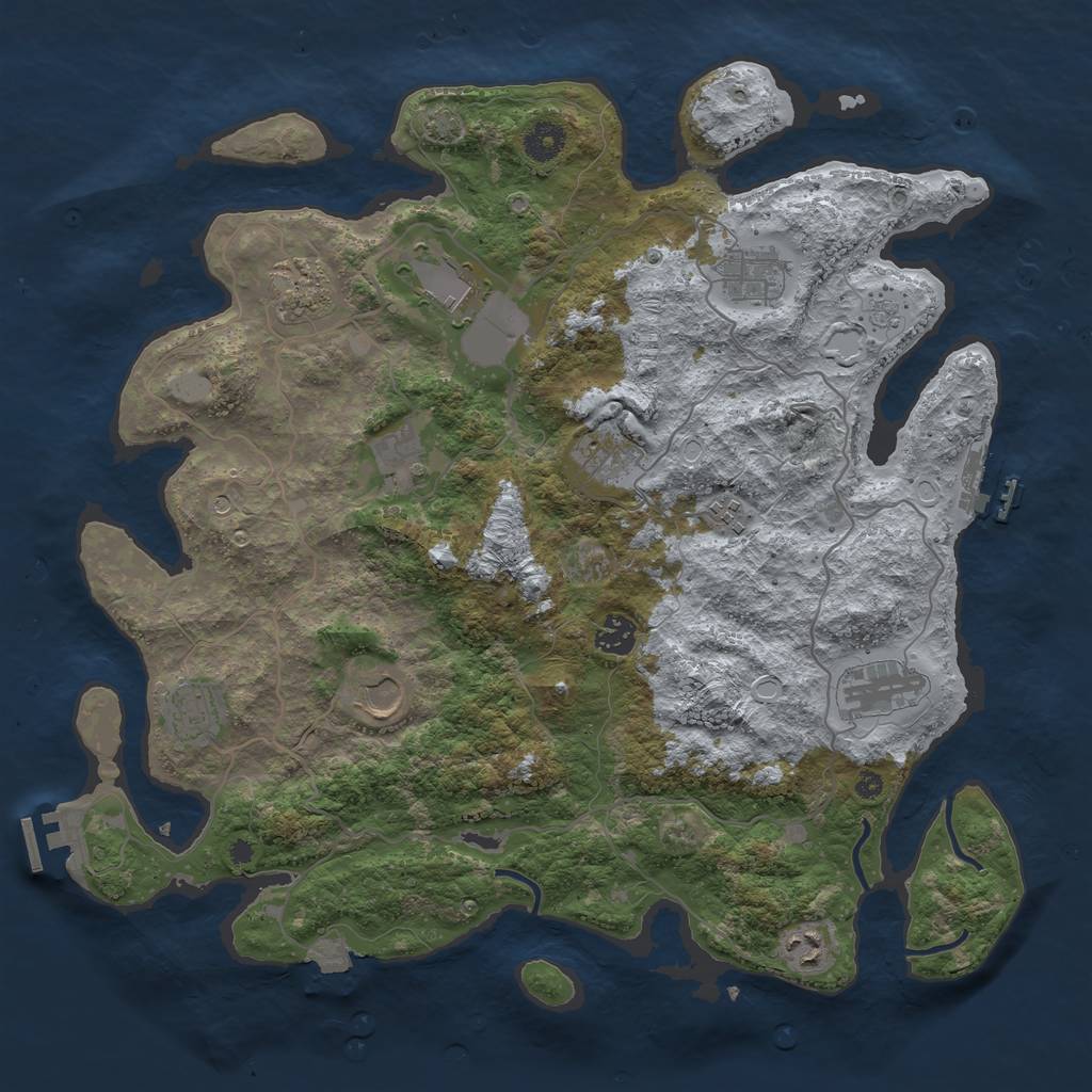 Rust Map: Procedural Map, Size: 4000, Seed: 2072773216, 19 Monuments