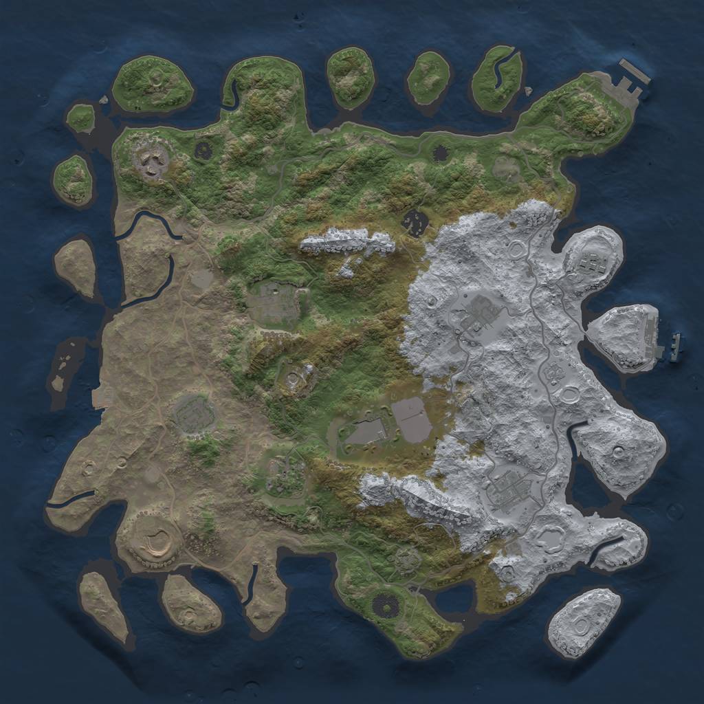Rust Map: Procedural Map, Size: 4000, Seed: 810629314, 18 Monuments
