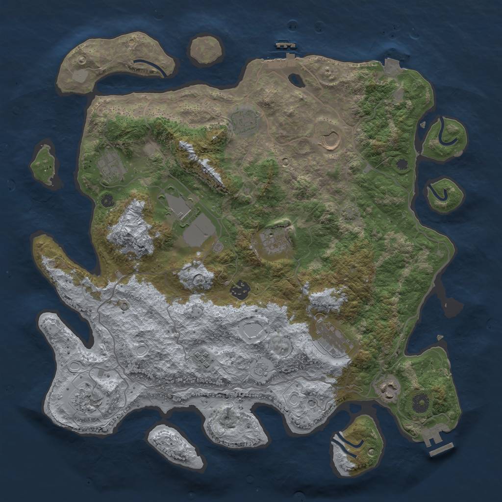 Rust Map: Procedural Map, Size: 4000, Seed: 1491347152, 18 Monuments