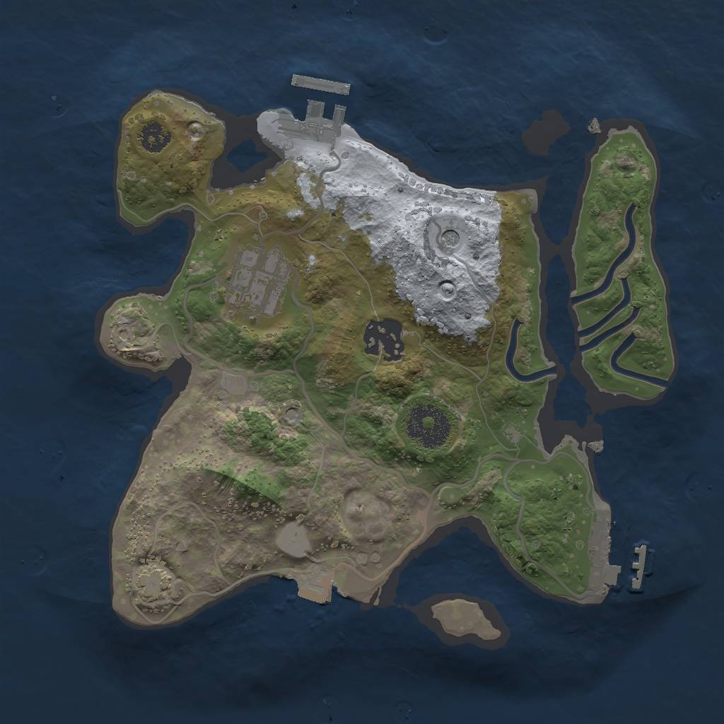 Rust Map: Procedural Map, Size: 2500, Seed: 255549356, 9 Monuments