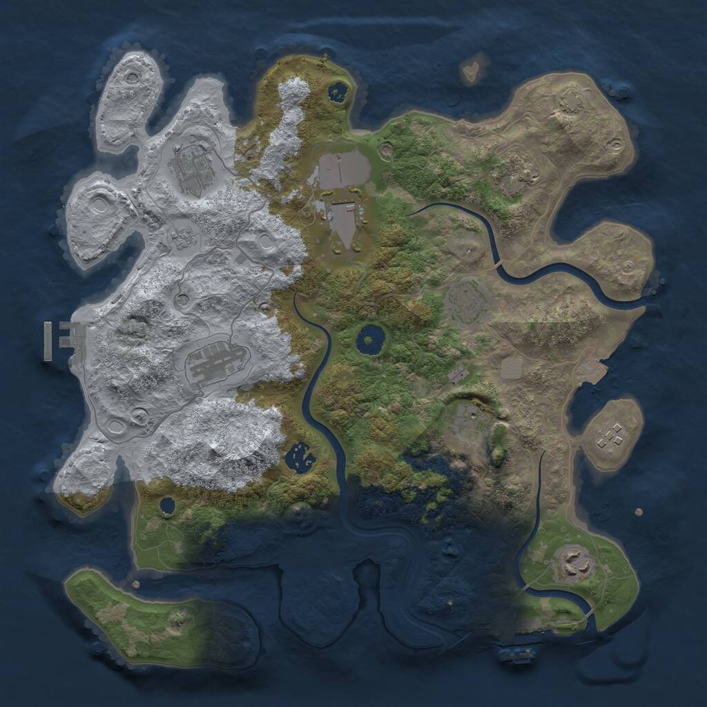 Rust Map: Procedural Map, Size: 3600, Seed: 3259, 15 Monuments