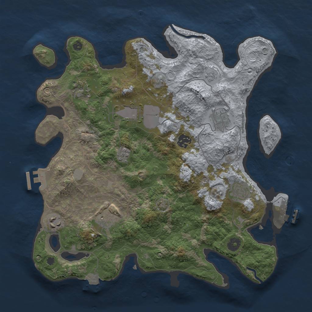 Rust Map: Procedural Map, Size: 3500, Seed: 805978859, 16 Monuments