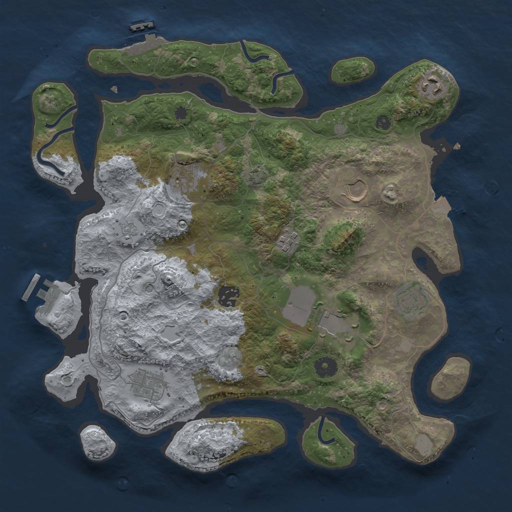 Rust Map: Procedural Map, Size: 3500, Seed: 1516244379, 16 Monuments