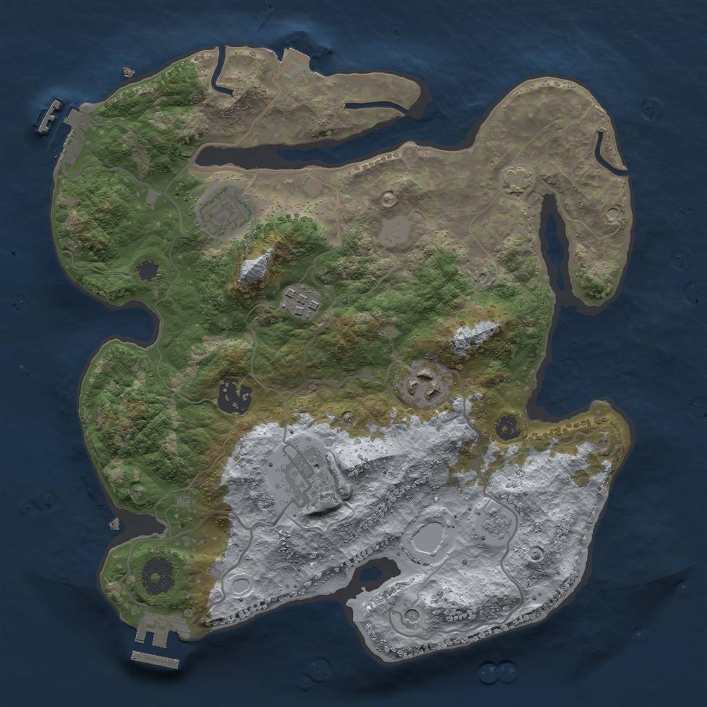 Rust Map: Procedural Map, Size: 3000, Seed: 721493283, 13 Monuments