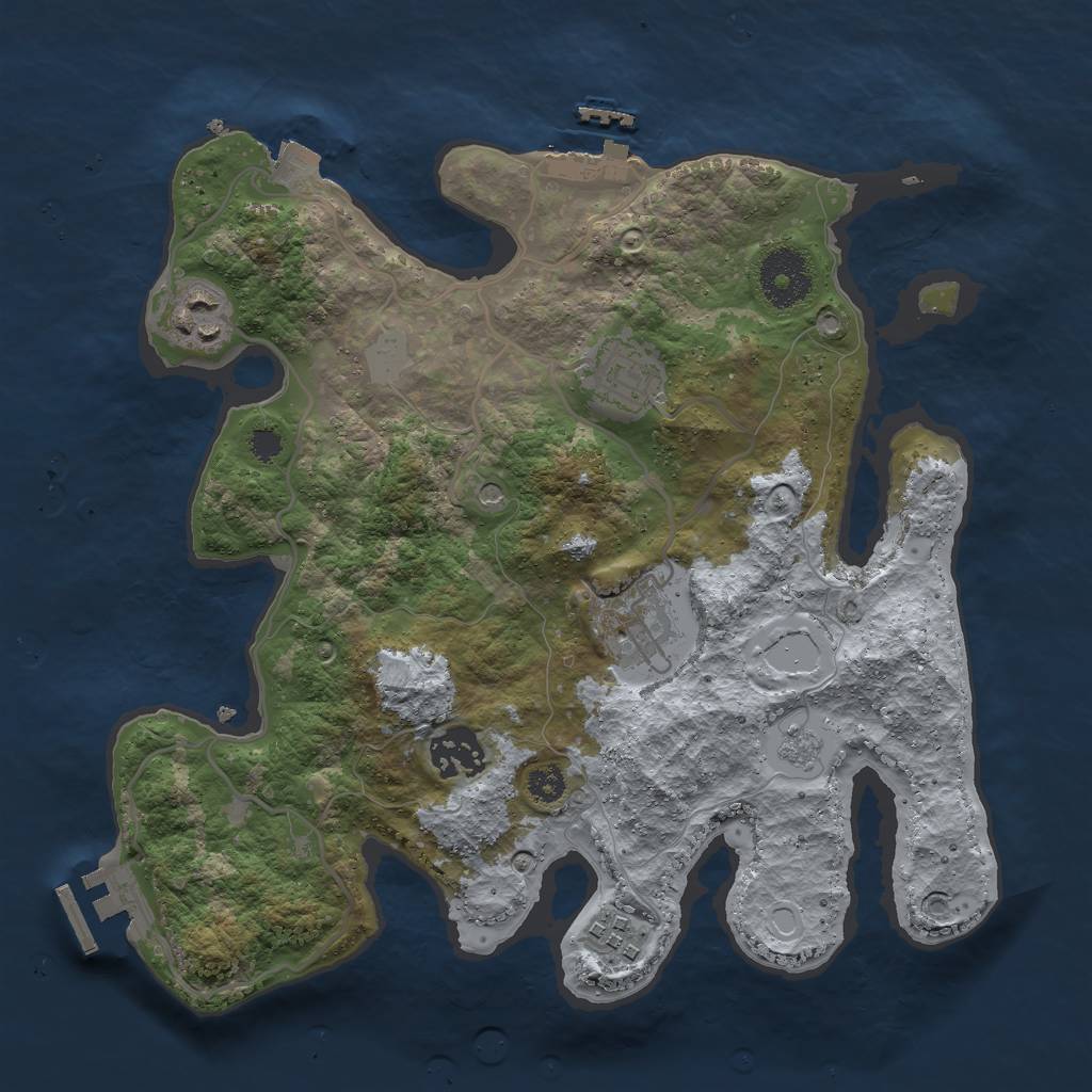 Rust Map: Procedural Map, Size: 3000, Seed: 294621907, 12 Monuments