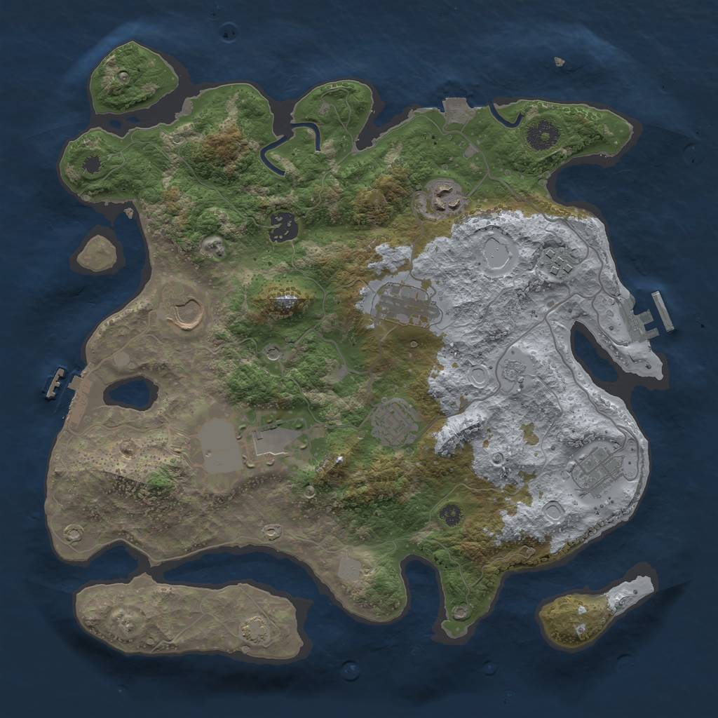 Rust Map: Procedural Map, Size: 3500, Seed: 884839249, 16 Monuments