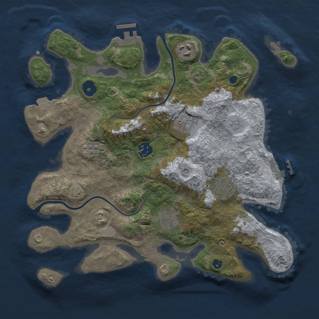 Rust Map: Procedural Map, Size: 3300, Seed: 895511545, 12 Monuments