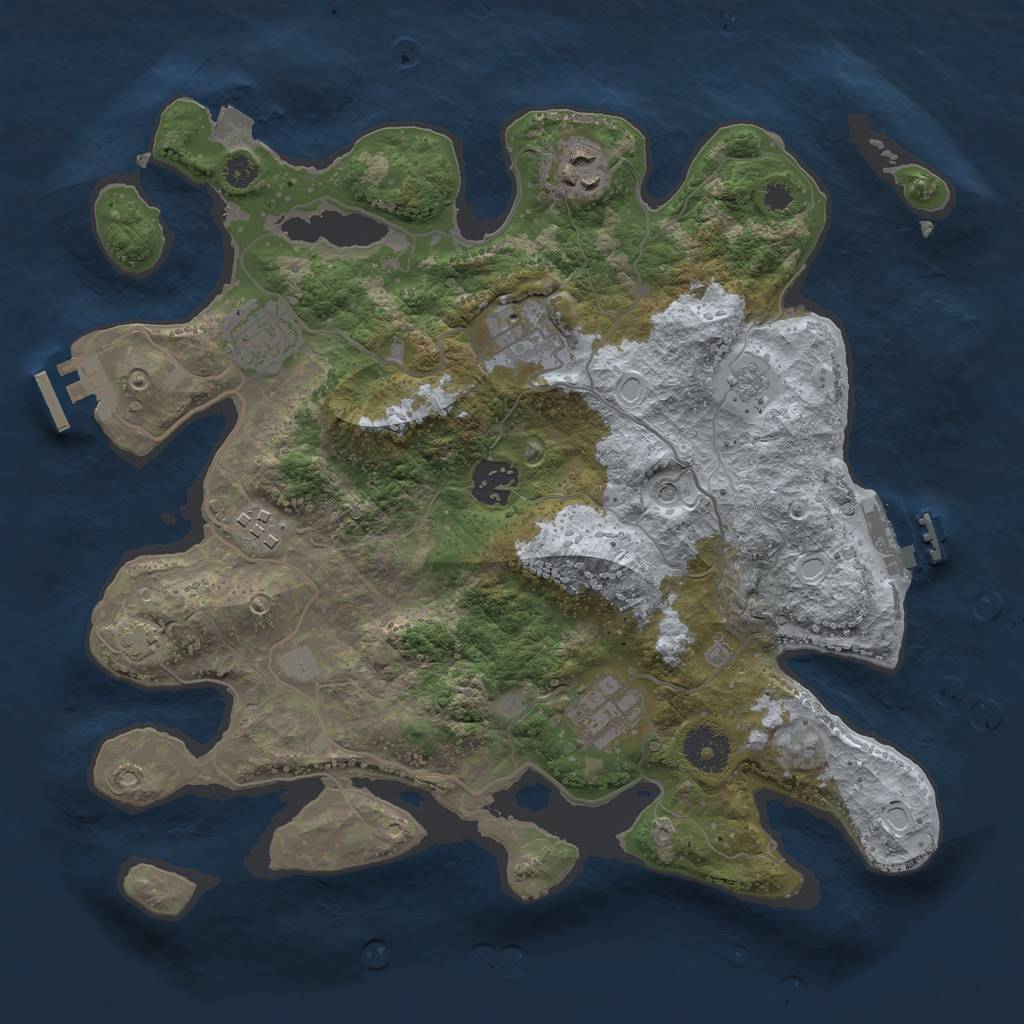 Rust Map: Procedural Map, Size: 3300, Seed: 895511545, 14 Monuments