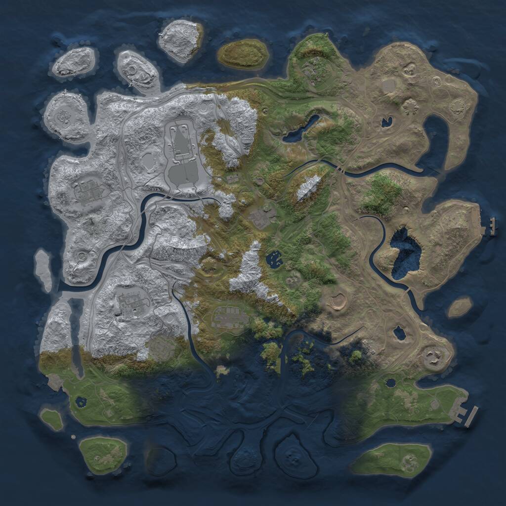 Rust Map: Procedural Map, Size: 4500, Seed: 1279522068, 17 Monuments