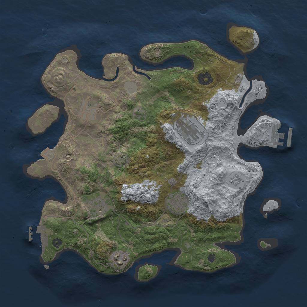 Rust Map: Procedural Map, Size: 3250, Seed: 1845067665, 12 Monuments