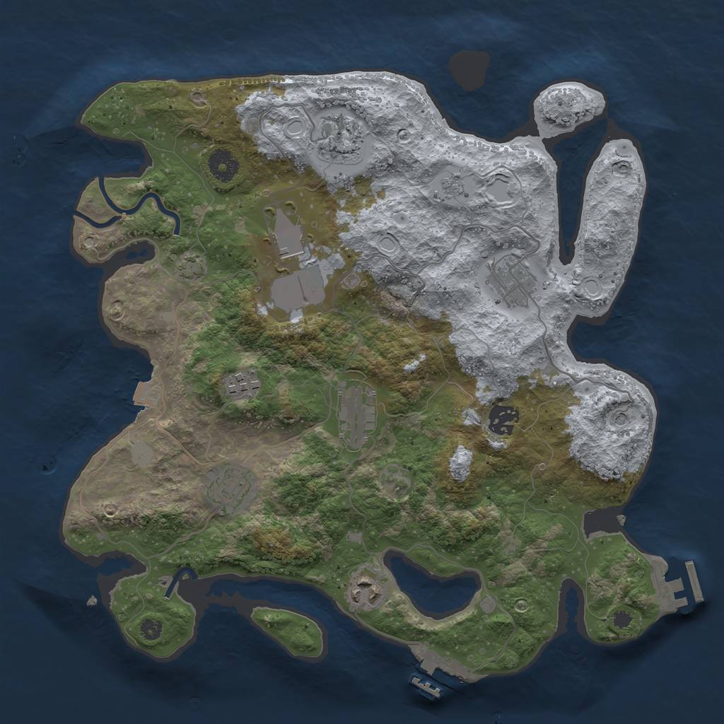 Rust Map: Procedural Map, Size: 3500, Seed: 36143536, 16 Monuments