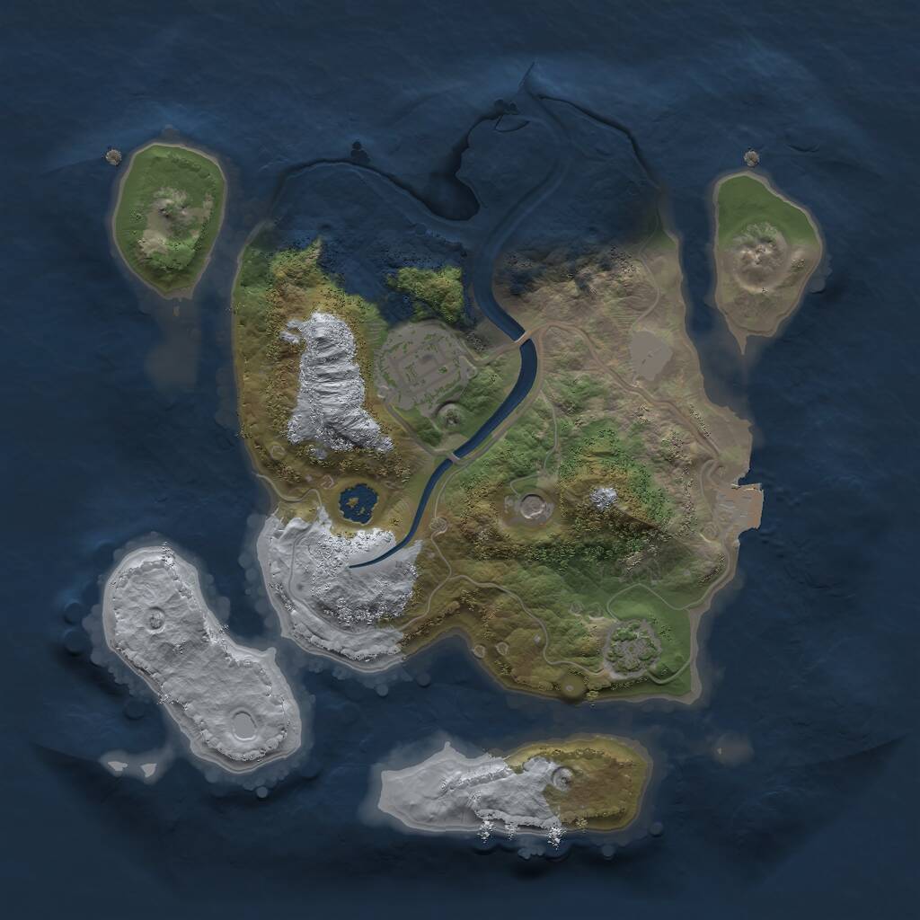 Rust Map: Procedural Map, Size: 2400, Seed: 1070280542, 4 Monuments