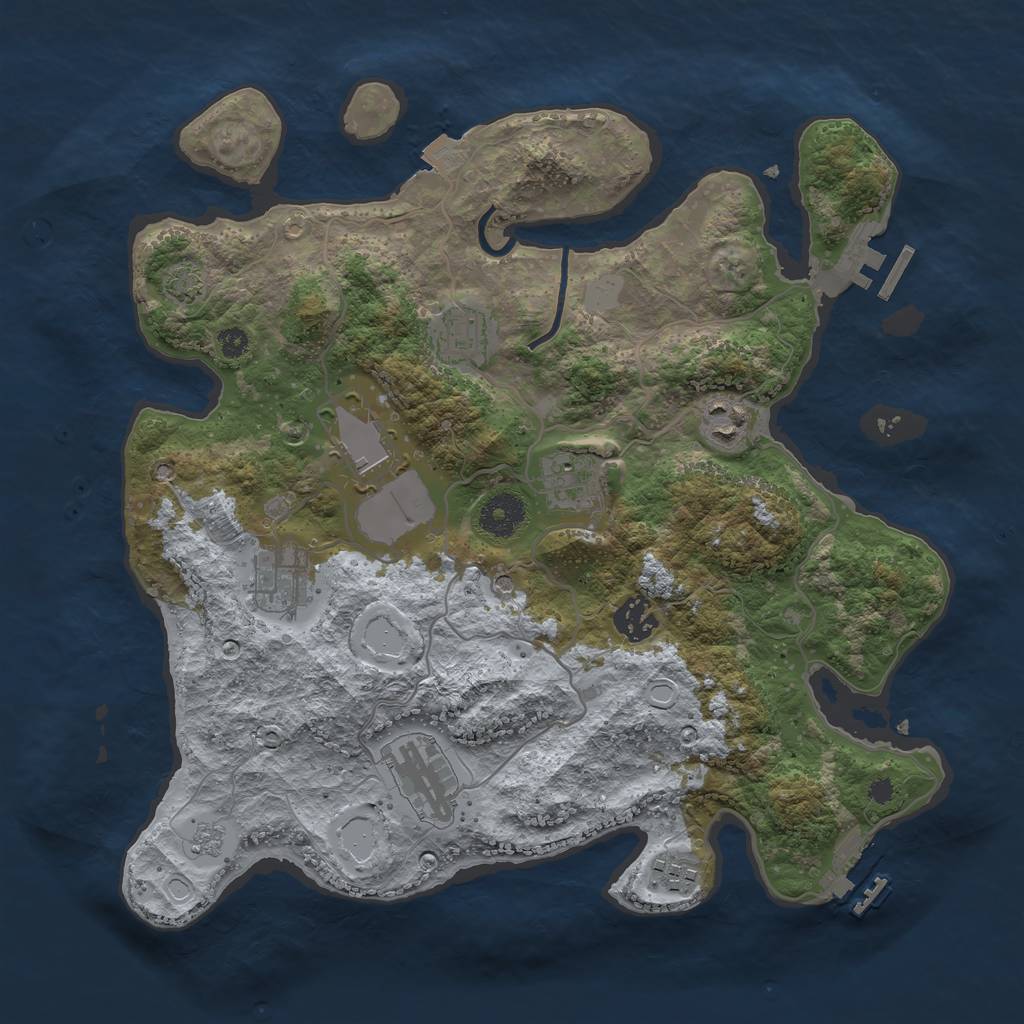 Rust Map: Procedural Map, Size: 3500, Seed: 1073564628, 16 Monuments