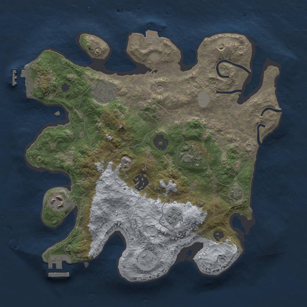 Rust Map: Procedural Map, Size: 3000, Seed: 456467, 13 Monuments