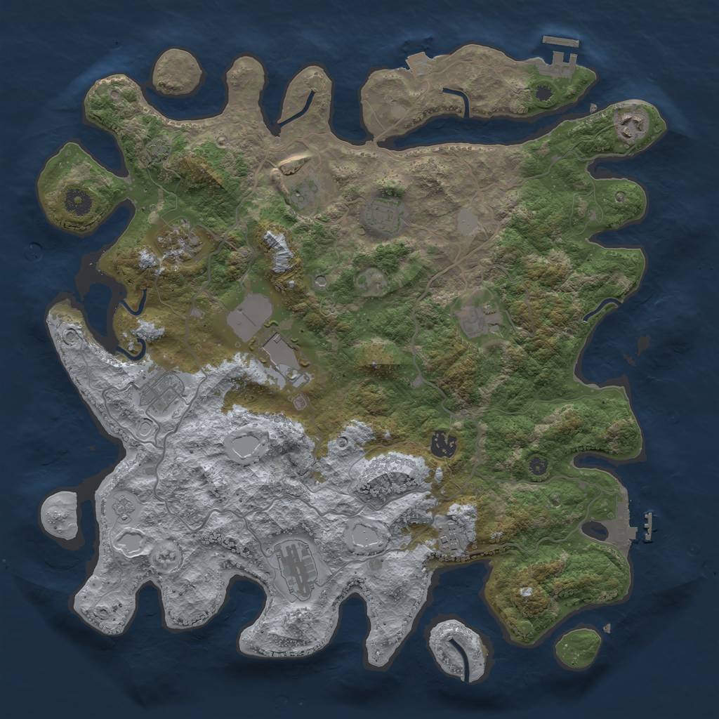 Rust Map: Procedural Map, Size: 4000, Seed: 617789053, 18 Monuments