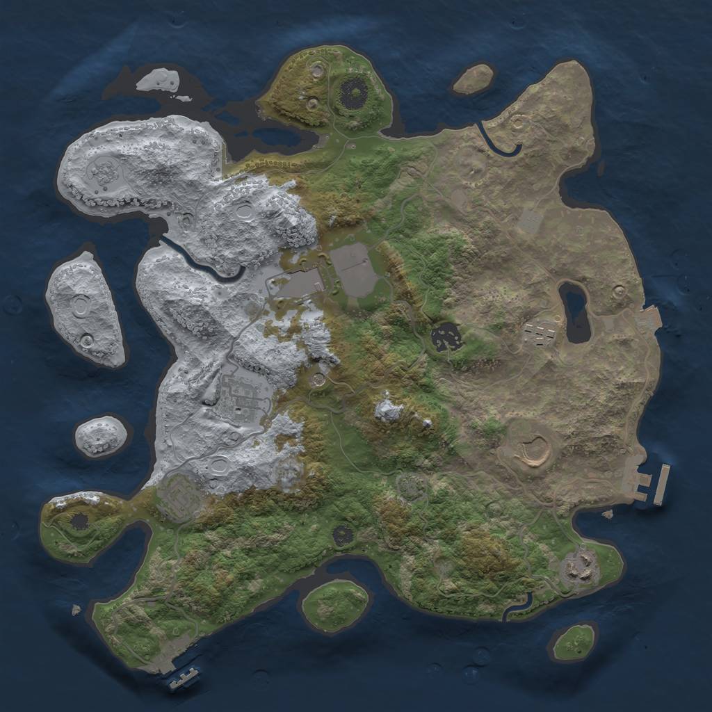 Rust Map: Procedural Map, Size: 3500, Seed: 27950, 15 Monuments