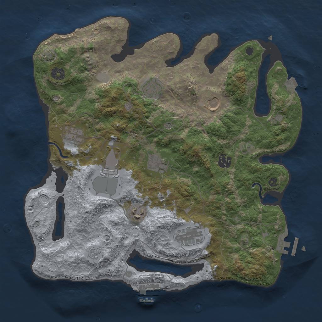 Rust Map: Procedural Map, Size: 3500, Seed: 12832215, 16 Monuments