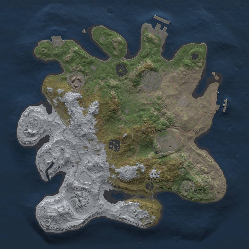 Rust Map: Procedural Map, Size: 3000, Seed: 8715264, 12 Monuments