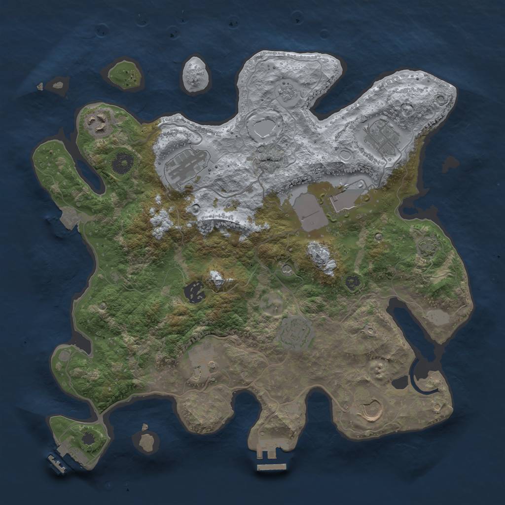 Rust Map: Procedural Map, Size: 3500, Seed: 59201, 16 Monuments