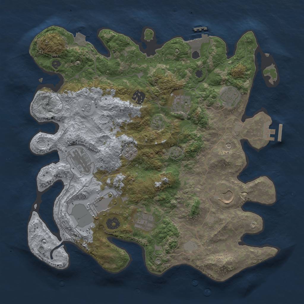 Rust Map: Procedural Map, Size: 3500, Seed: 87643, 16 Monuments