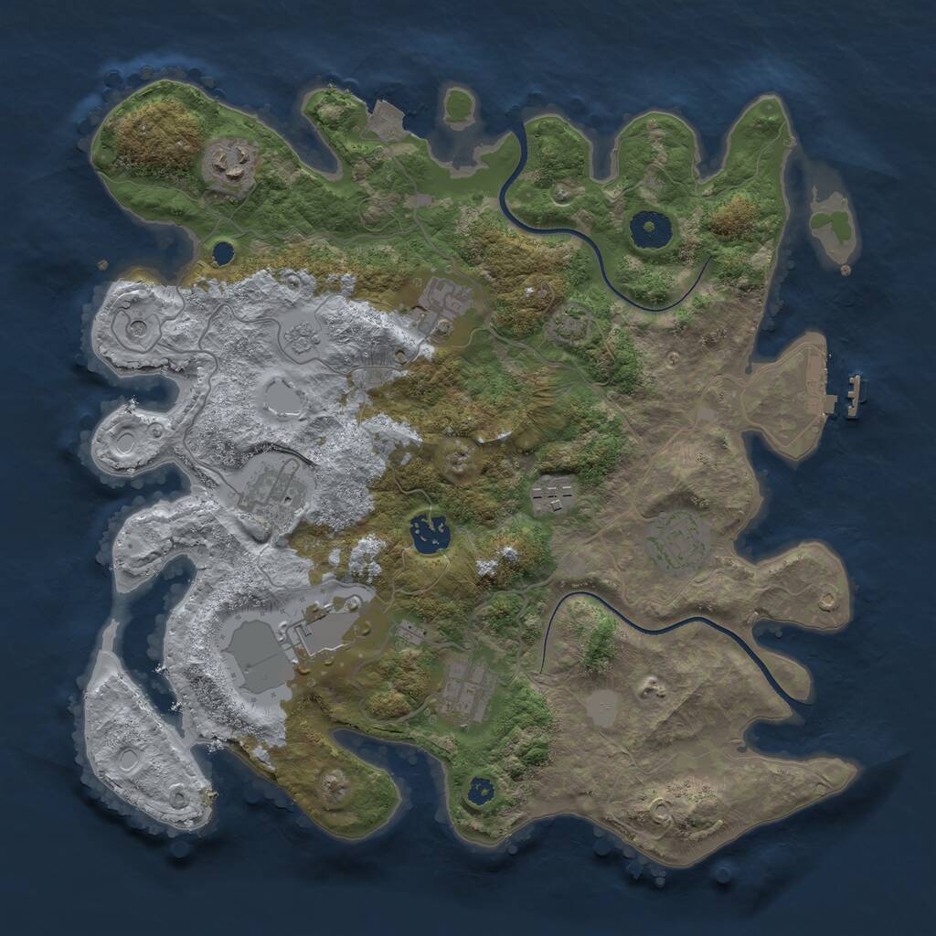 Rust Map: Procedural Map, Size: 3500, Seed: 87643, 13 Monuments