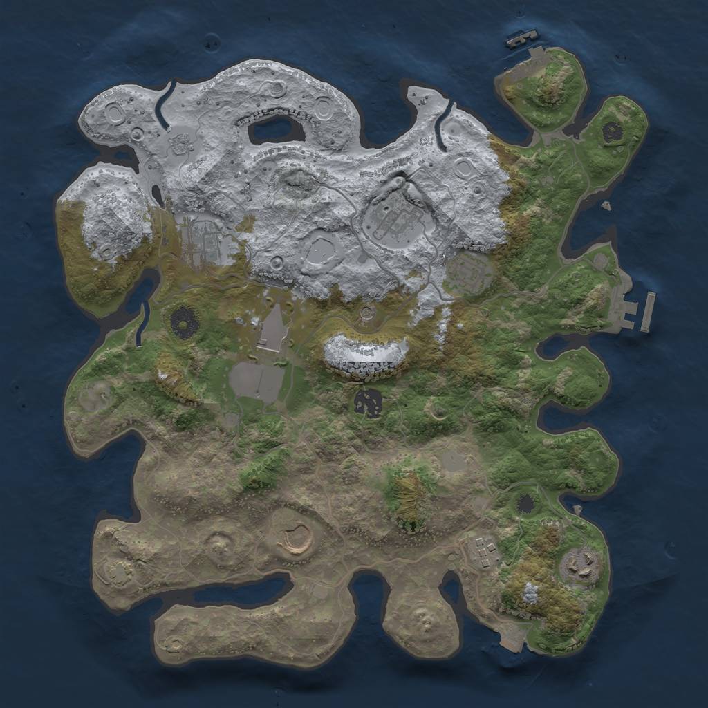 Rust Map: Procedural Map, Size: 3550, Seed: 1043318199, 16 Monuments