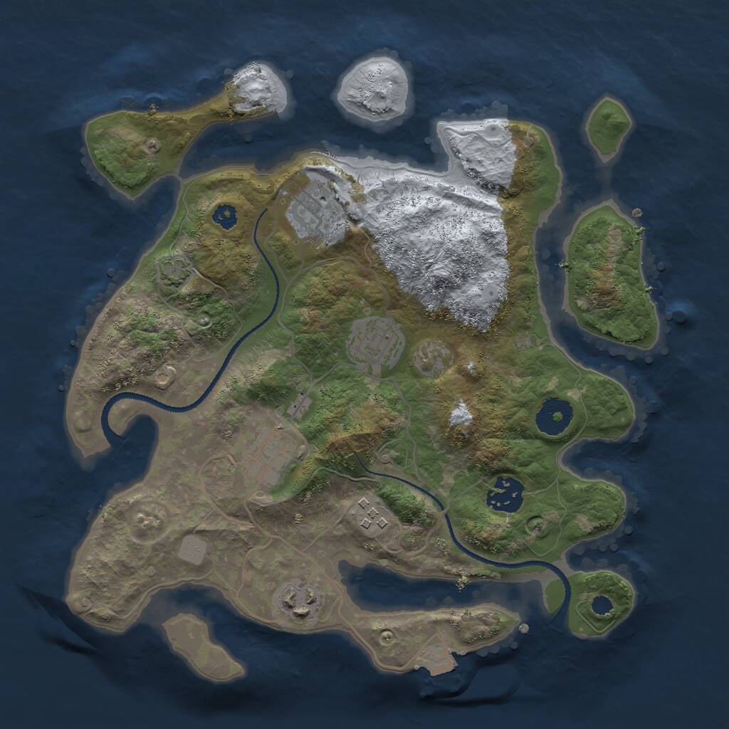 Rust Map: Procedural Map, Size: 3000, Seed: 791905311, 8 Monuments
