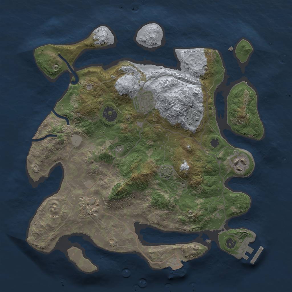 Rust Map: Procedural Map, Size: 3000, Seed: 791905311, 10 Monuments