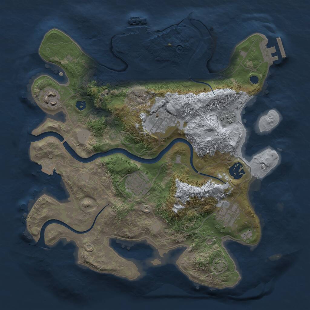 Rust Map: Procedural Map, Size: 3000, Seed: 67125, 10 Monuments