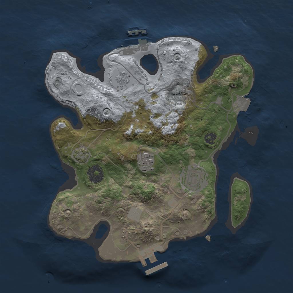 Rust Map: Procedural Map, Size: 2500, Seed: 135545, 9 Monuments