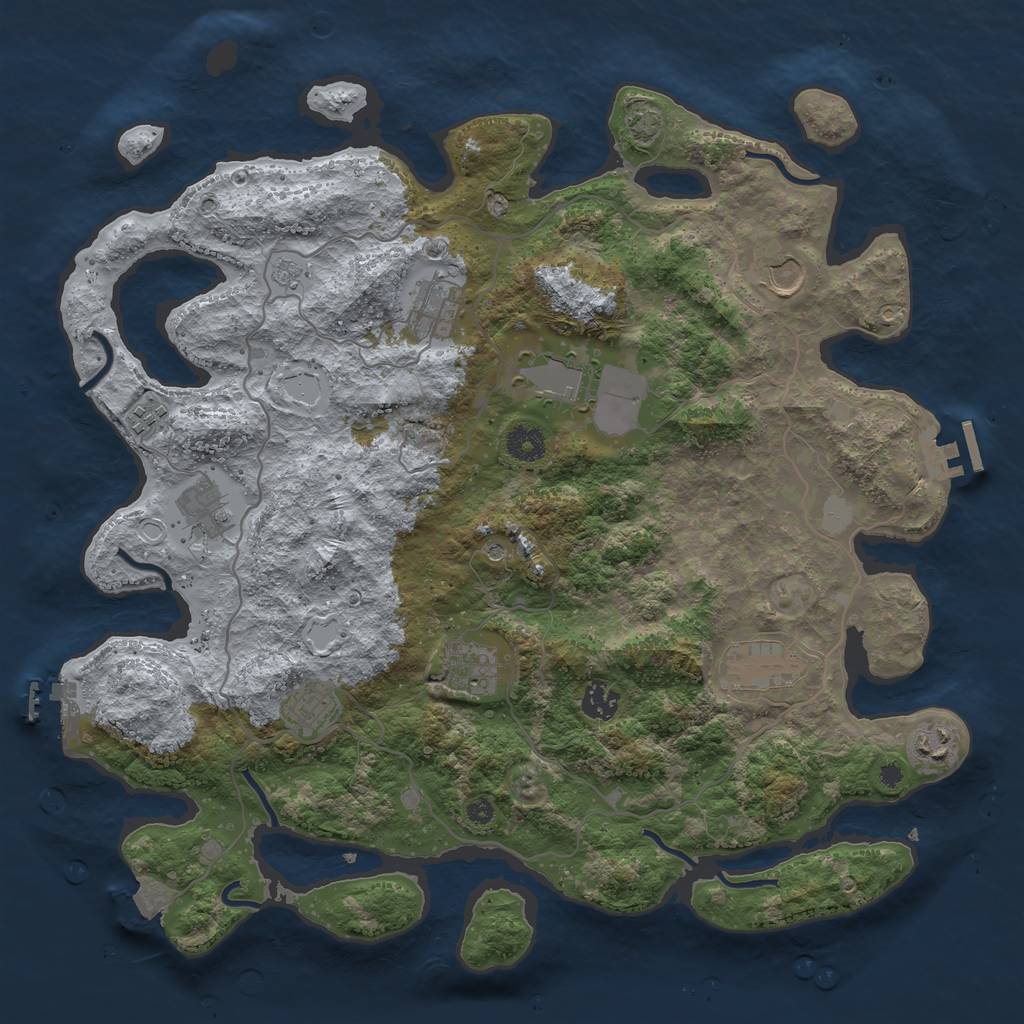 Rust Map: Procedural Map, Size: 4000, Seed: 203059073, 18 Monuments