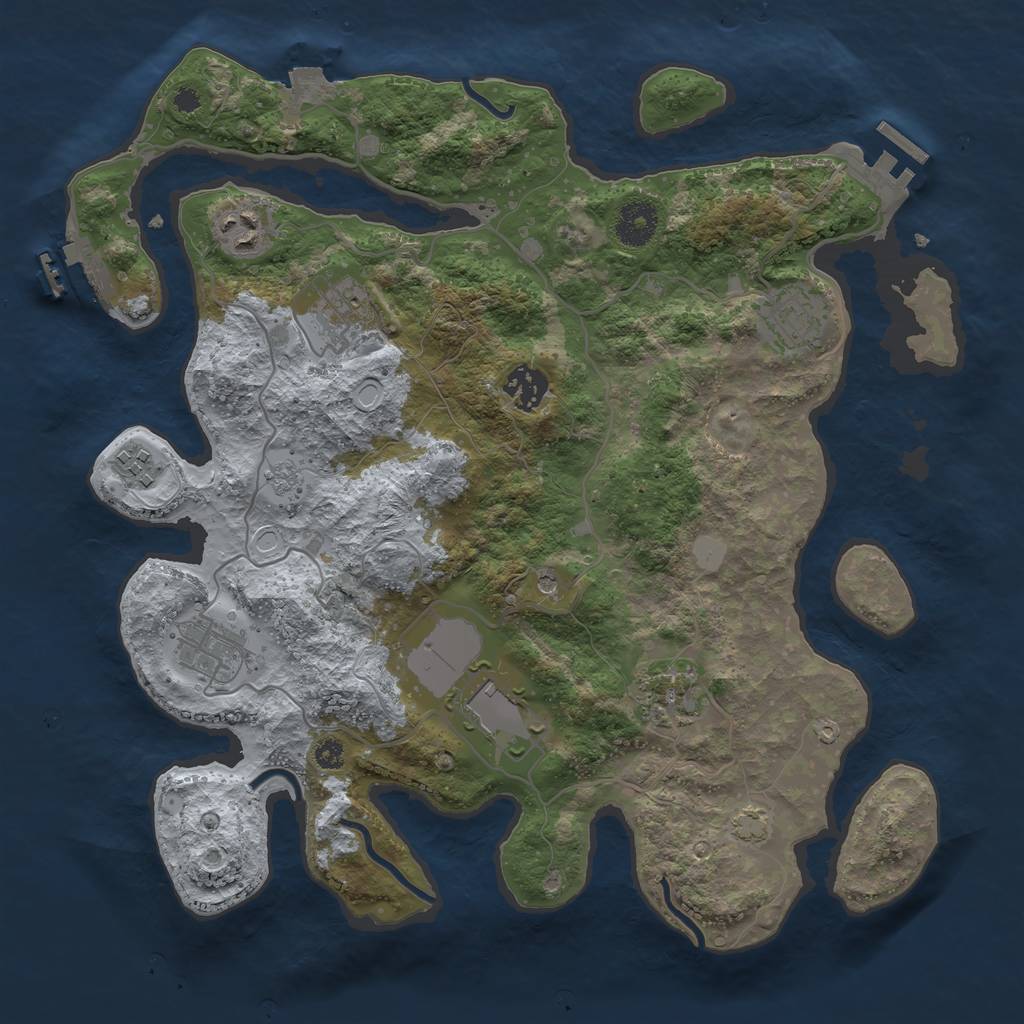 Rust Map: Procedural Map, Size: 3500, Seed: 585480017, 16 Monuments